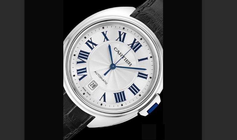 The silvery dials copy watches have black leather straps.