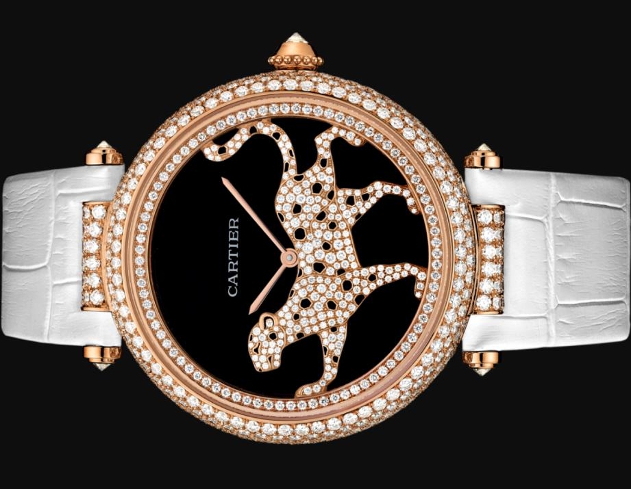The 18k rose gold copy watches have black dials.